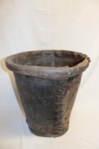 A large 18th/19th Century natural leather bucket 19" high