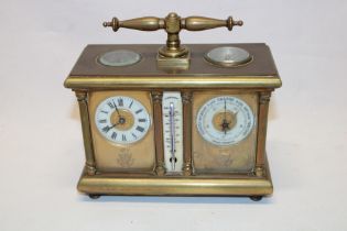 An unusual combination carriage clock and barometer of Cornish interest comprising a French