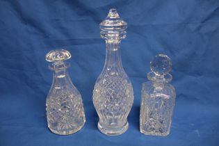 A Waterford cut-glass globular-shaped decanter and stopper,