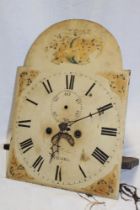 A 19th century Cornish longcase clock dial and movement by Vibert of Penzance with 12" painted