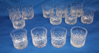 A set of six Royal Brierley cut-glass tumblers and various other cut-glass tumblers etc.