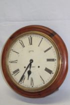 An old wall clock with 11½" circular dial by Smith's of London in polished walnut and brass mounted