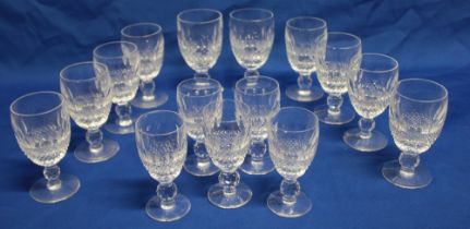 A selection of Waterford cut crystal "Coleen" pattern table glass ware including eight tapered wine