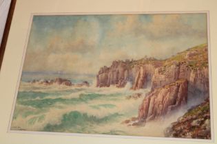 D** H** Pinder - watercolour "Lands End, Cornwall", signed and inscribed,