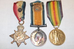 A 1914 star trio of medals awarded to No. TS-3291 Strpr. W. Whincup A.S.C.