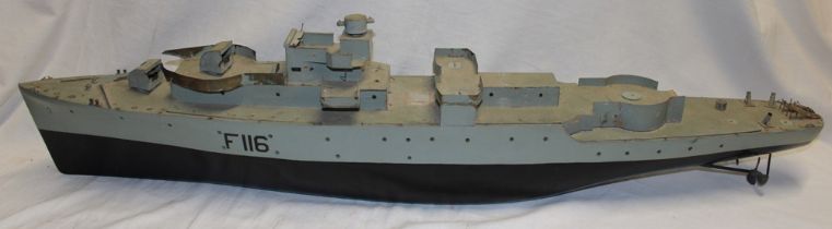 A scale-built wooden constructed part model British warship,