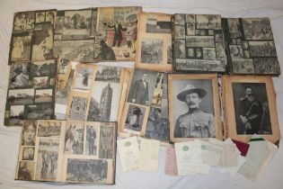 Various scrap books with extracts relating to the First War, newspaper photographs and details,