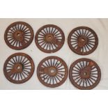 Six live steam cast iron locomotive wheels,