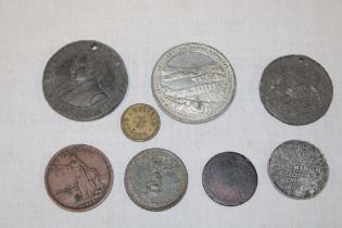 Various tokens and medallions including Ashton Tailors token of Auckland, J.