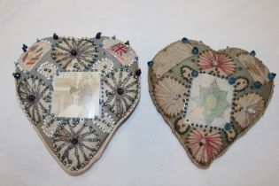 Two First War soldiers heart-shaped pincushions,