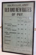 An original 1920 HM Regular Army poster "Old and New Rates of Pay" between 1914 and 1920 showing