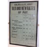 An original 1920 HM Regular Army poster "Old and New Rates of Pay" between 1914 and 1920 showing