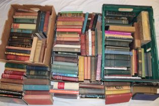 Three boxes containing various novels, poetry volumes etc.