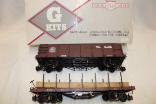 Two Bachmann G kit G gauge open wagons,