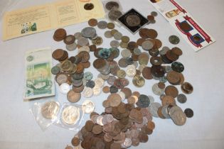 Various GB pre-decimal coinage together with commemorative crowns, bank notes, ½p coins etc.