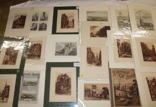 A selection of 22 various coloured and black and white engravings and prints of Bristol including