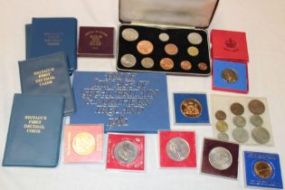 A 1935 silver Jubilee medallion, cased, 1968 first and second issue GB specimen coin sets,