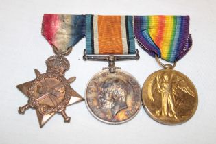 A 1914/15 star trio of medals awarded to No. 19267 Pte./Cpl. P.