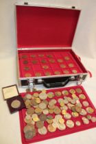 A fitted coin case containing a selection of various pre decimal GB coins,