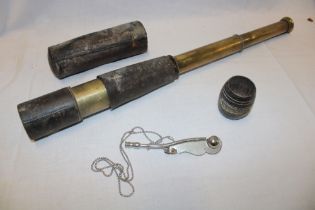 A Naval brass two-draw telescope by Sellman of St.