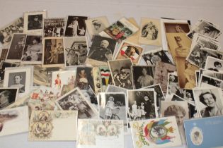 Various commemorative postcards, Foreign Royal Families, film stars,