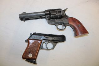 A Mauser HSC Model 84 blank firing starting pistol and a replica Western-style revolver (2)