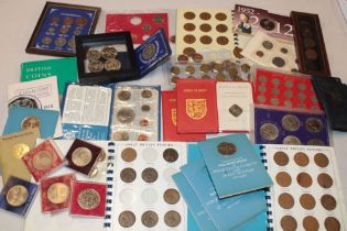 Various commemorative coins, folders of GB and pre-decimal coins,