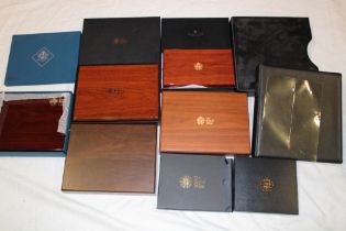 A selection of various empty coin display boxes and empty boxes for various proof sets etc.