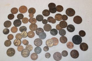 A selection of various GB and Foreign copper coins,