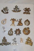 A collection of fifteen various military cap badges including Norfolk Regiment,