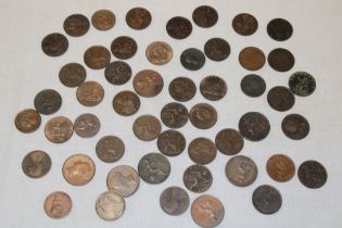 A selection of 18th and 19th century copper pennies including 1869, 1854, 1855, 1856, 1858,