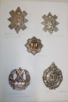 Five various Highland military cap badges including Black Watch, Cameron Highlanders of Ottawa etc.