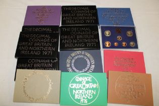 Twelve proof coinage of Great Britain coin sets 1971-1982