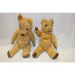 Two old plush covered teddy bears,