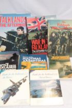 Various Falklands War related volumes including The Falklands Military Machine,