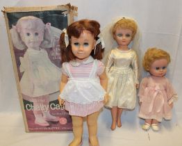 A Mattel "Talking Chatty Cathy" doll in original box and two other various composition dolls (3)