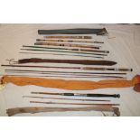 A greenheart three piece fly fishing rod with spare tip, Martin James bamboo travelling salmon rod,