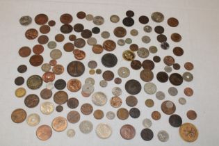 A selection of various GB and Foreign coins including some silver examples,