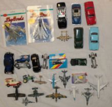 Various unboxed diecast cars, aircraft,