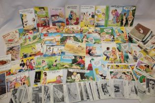 A full set of 72 large Somportex Thunderbirds Gun cards and a selection of vintage saucy postcards