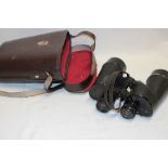 A pair of American Second War 7x50 binoculars by Bauch & Lomb in leather carrying case