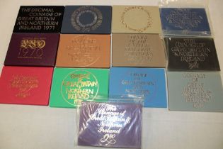 A complete run of twelve coinage of Great Britain coin sets 1970-1982