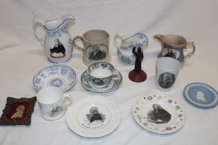 A selection of John Wesley commemorative ceramics and china including commemorative tea cup and
