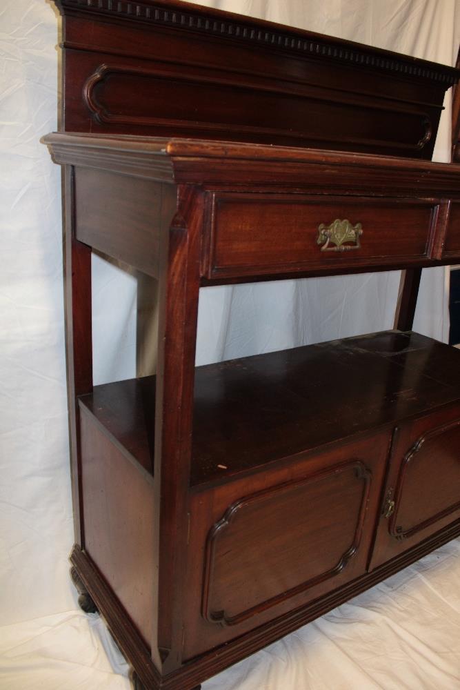 A Victorian walnut two-tier buffet with two drawers in the frieze and cupboard enclosed by two - Image 2 of 2