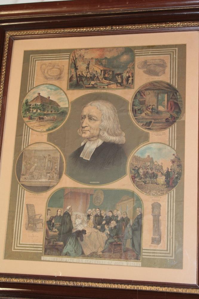 A 19th century coloured print to commemorate the centenary of John Wesley and a 19th century black - Image 3 of 3