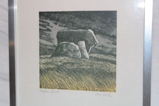 A coloured etching of Mulfra Quoit, signed in pencil Ian Cooke,