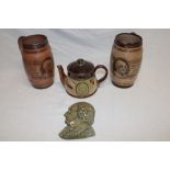 A Doulton Lambeth pottery William Gladstone commemorative tea pot with raised decoration,