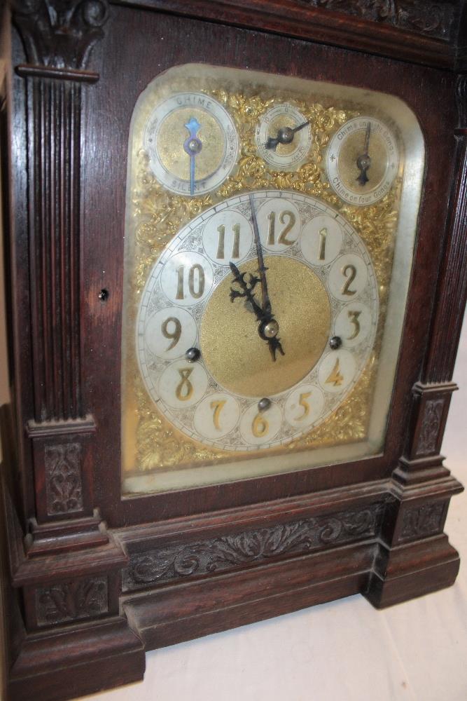 A good quality chiming bracket clock with silvered and gilt dial and subsidiary chiming and silent - Image 3 of 4