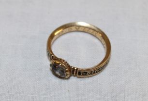 A George III mourning ring with black enamel decoration "William Donnithorne Di.26 Fe 1777 Ag.