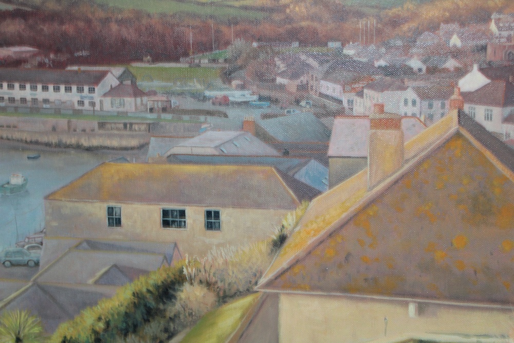 Andrew Barrowman - oil on canvas "Winter Afternoon, Porthleven", signed, labelled to verso, - Image 2 of 2
